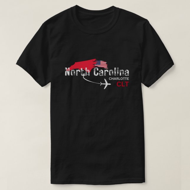 Code des Flughafens North Carolina CLT T-Shirt (Design vorne)