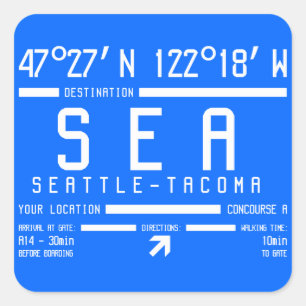 Code des Flughafens Seattle-Tacoma Quadratischer Aufkleber