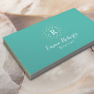 Code des Mode-Stylist-Monogramm-Türkis-QR Visitenkarte