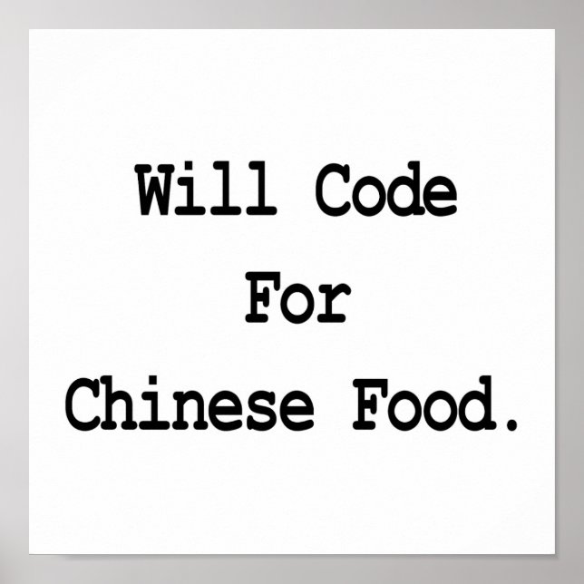 Code für chinesische Lebensmittel Poster (Vorne)