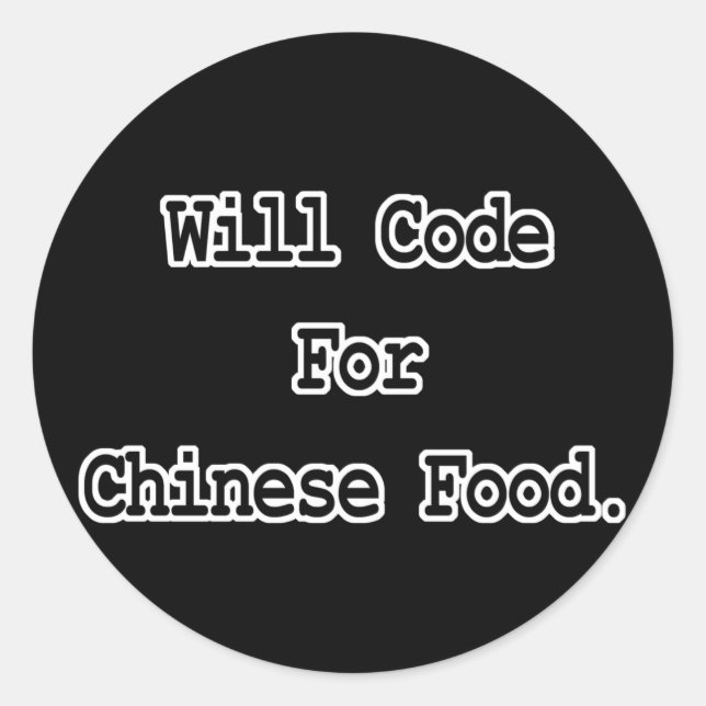 Code für chinesische Lebensmittel Runder Aufkleber (Vorderseite)