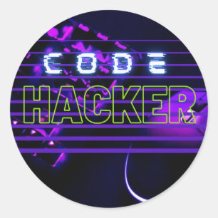 Code-Hacker Runder Aufkleber