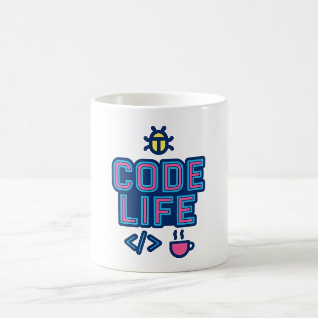CODE LIFE Mug – For Programmers Who Debug Coffee  Kaffeetasse (Mittel)