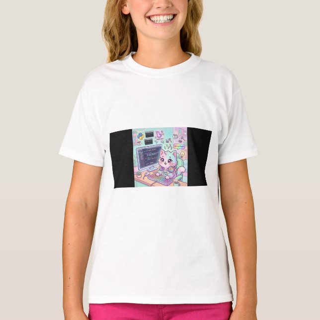 Code & Purr Süßes Programmierer-Katz-T-Shirt | Kaw T-Shirt (Vorderseite)