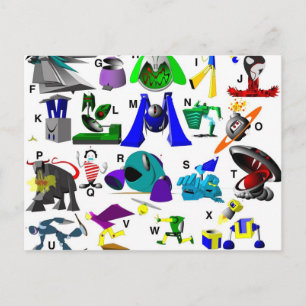 Code-Schlüssel - Roboter Postkarte