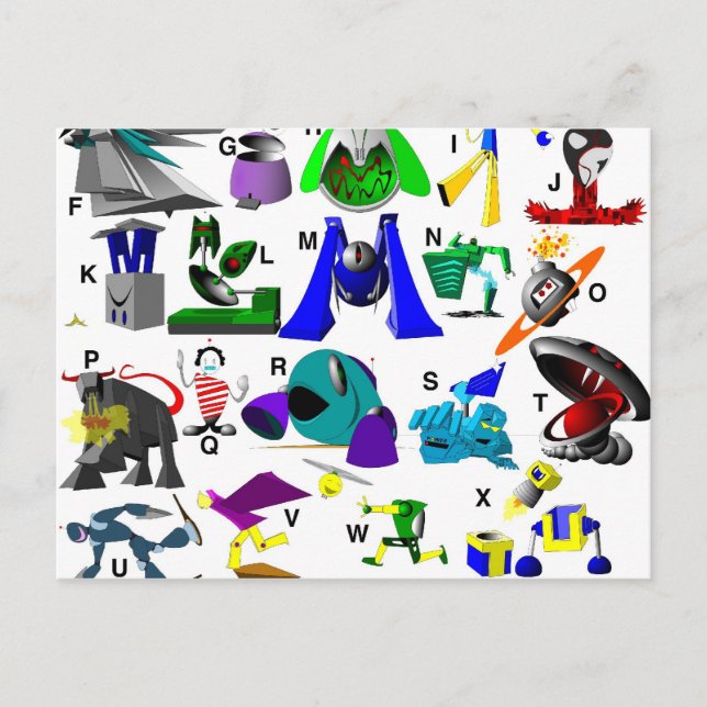 Code-Schlüssel - Roboter Postkarte (Vorderseite)