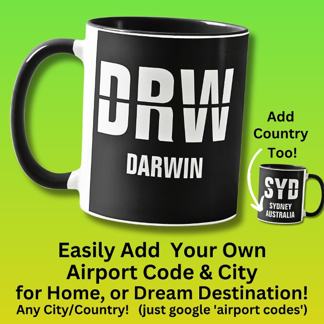 Code & Stadt hinzufügen - Airport Code DRW DARWIN Tasse (Von Creator hochgeladen)