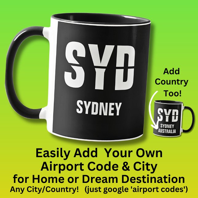 Code & Stadt hinzufügen - Flughafencode - SYD Sydn Tasse (Von Creator hochgeladen)