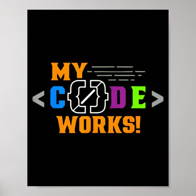 Code works funny programmer coding softwareCode wo Poster (Vorne)