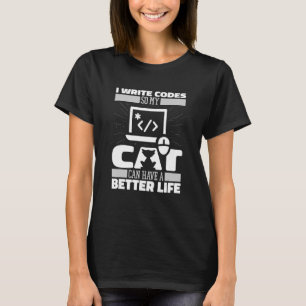 Coder Cat Software Engineer Developer Coding Pro T-Shirt