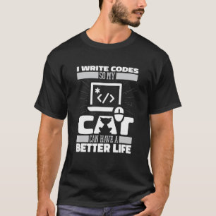 Coder Cat Software Engineer Entwickler Coding Pro T-Shirt