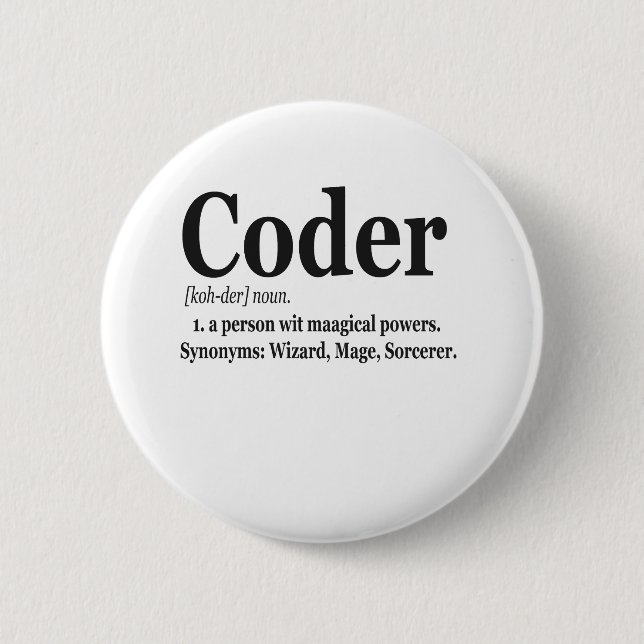 Coder Definition Funny Niedlich Computer Nerd Gesc Button (Vorderseite)