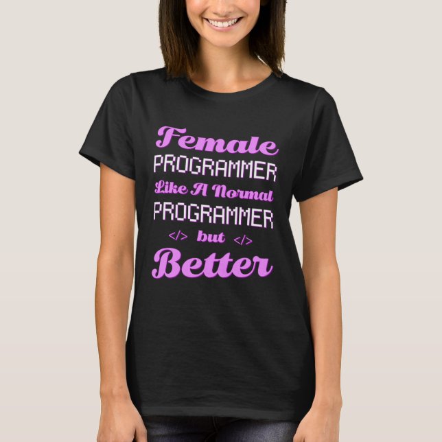 Coder Female Developer Coding Software Engineer Pr T-Shirt (Vorderseite)