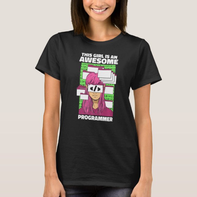 Coder Girl Coding Developer Programmiersoftware P T-Shirt (Vorderseite)