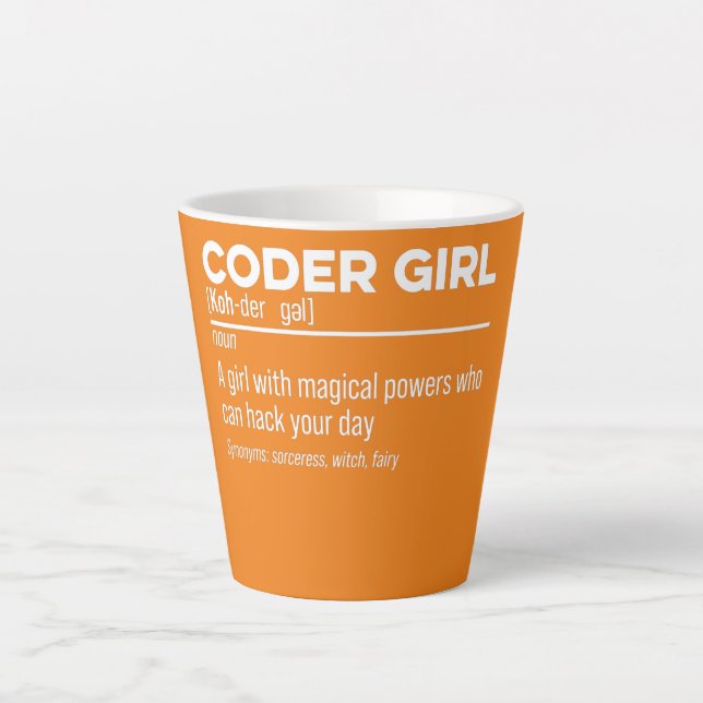 Coder Girl Definition Noun Software-Entwickler Milchtasse (Vorderseite)