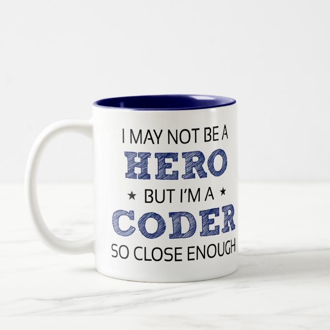 Coder Hero Spaß Novelty Zweifarbige Tasse (Links)