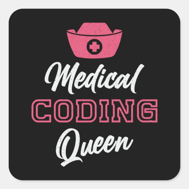 Coder Queen Coding ICD Programmer Coder Quadratischer Aufkleber (Vorderseite)
