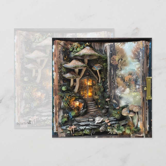 Codescore Mushroom Book Fall Scrapbook Journal Einladung (Vorne/Hinten)