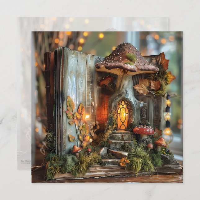 Codescore Mushroom Book Fall Scrapbook Journal Einladung (Vorne/Hinten)