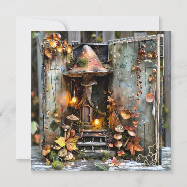 Codescore Mushroom Book Fall Scrapbook Seite Einladung (Vorderseite)