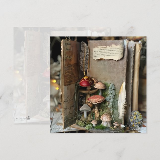 Codescore Mushroom Book Mossy Scrapbook Journal Einladung (Vorne/Hinten)