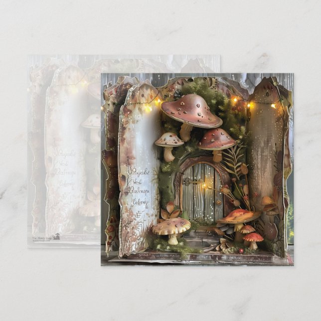 Codescore Mushroom Book Trifold Scrapbook Seite Einladung (Vorne/Hinten)