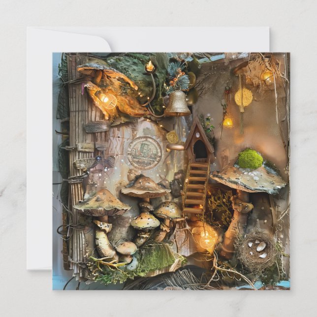 Codescore Mushroom Fairy House Scrapbook Seite Einladung (Vorderseite)