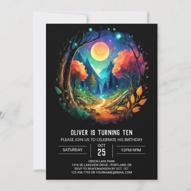 Codescore Mystical Brushwood Geburtstag Einladung (Vorderseite)