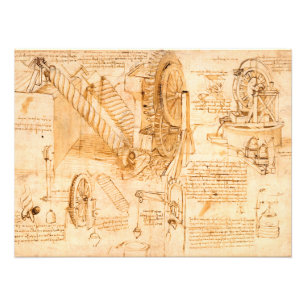 Codex Atlanticus, hydraulische Maschinen von da Vi Fotodruck