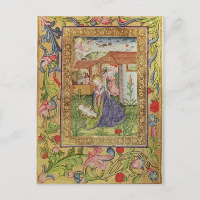 Codex Ser Nov 2599 f. 39v Die Geburt Christi Postkarte (Vorderseite)