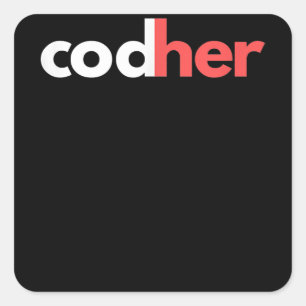 Codher Girl Programmer Women Stem Engineers Liebha Quadratischer Aufkleber