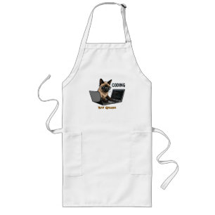Codierende siamesische Katzen-Cartoonfigur Lange Schürze