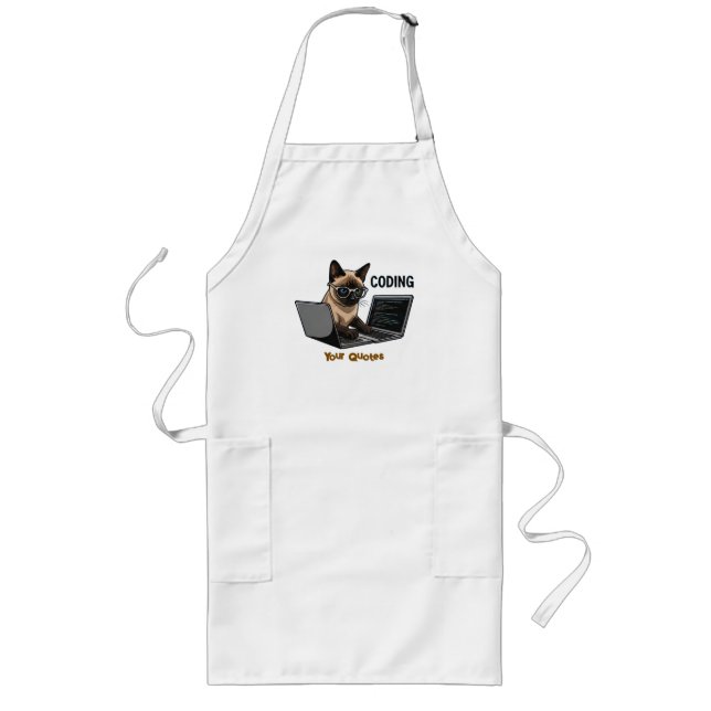 Codierende siamesische Katzen-Cartoonfigur Lange Schürze (Vorne)