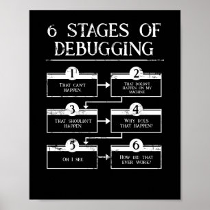 Coding 6 Bühnen des Debuggens der Computerprogramm Poster