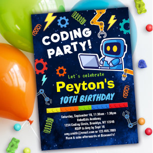 Coding Birthday Party Einladung für Kinder