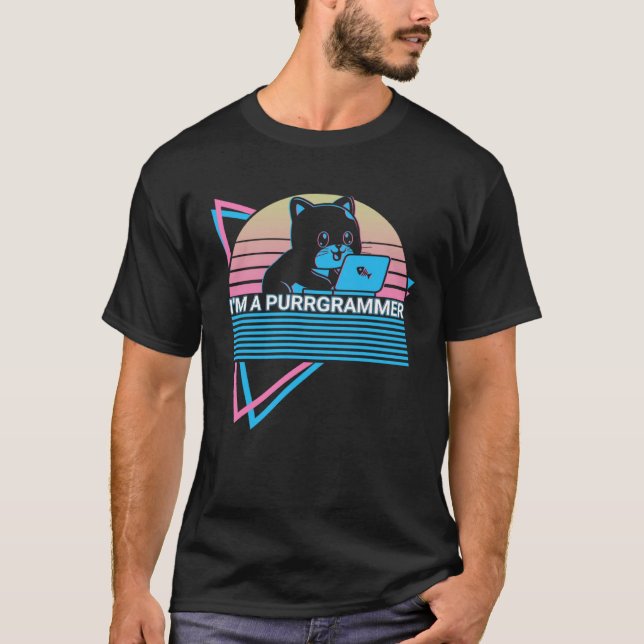 Coding Coder Retro Programmer Ich bin Programmiere T-Shirt (Vorderseite)