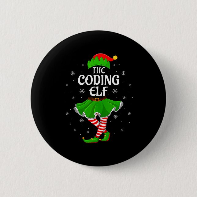 Coding Elf Christmas Family Girls Women Elf Squad  Button (Vorderseite)