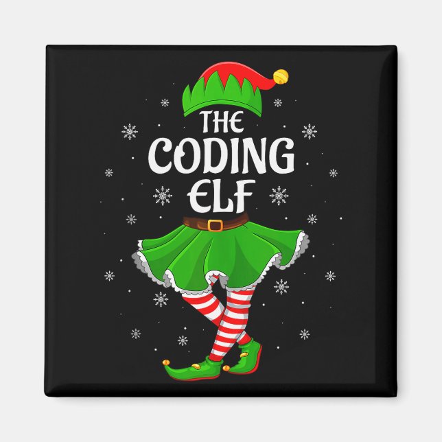 Coding Elf Christmas Family Girls Women Elf Squad  Magnet (Vorne)