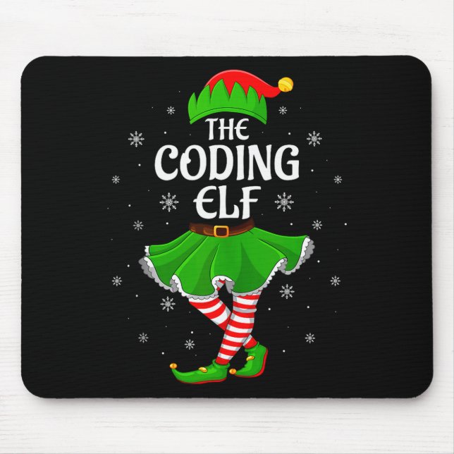 Coding Elf Christmas Family Girls Women Elf Squad  Mousepad (Vorne)