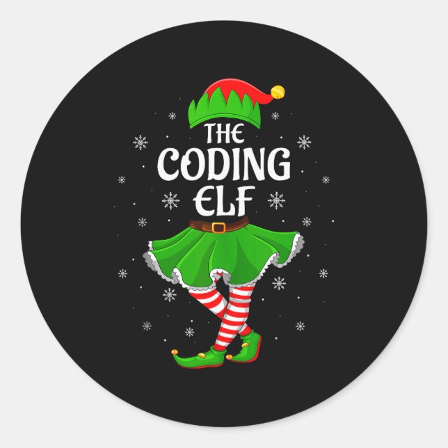 Coding Elf Christmas Family Girls Women Elf Squad  Runder Aufkleber (Vorderseite)