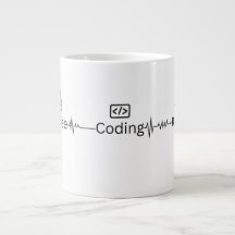 'Coding Heartbeat' Programmierer Jumbo Tasse