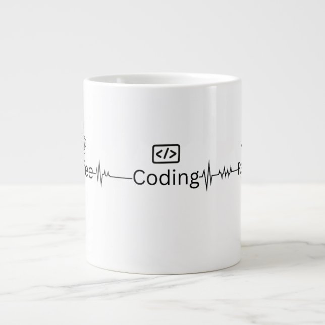 'Coding Heartbeat' Programmierer Jumbo Tasse (Vorderseite)