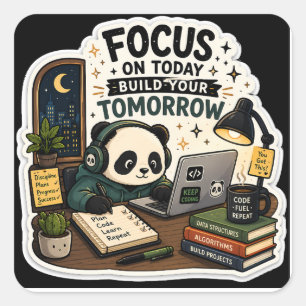 Coding Panda Aufkleber Konzentriere dich auf Heu
