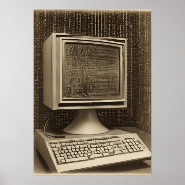 Coding-Programmierer Vintage-Computer Binärcode-T- Poster (Vorne)