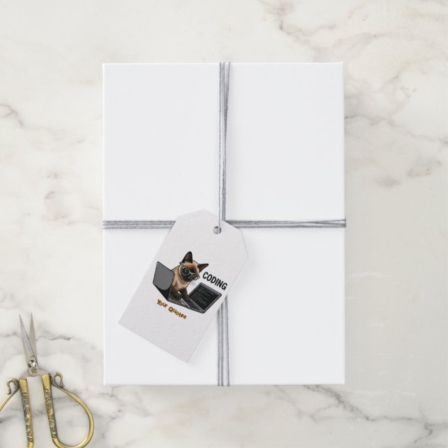 Coding Siamese Cat Cartoon Geschenkanhänger (Mit Garn)