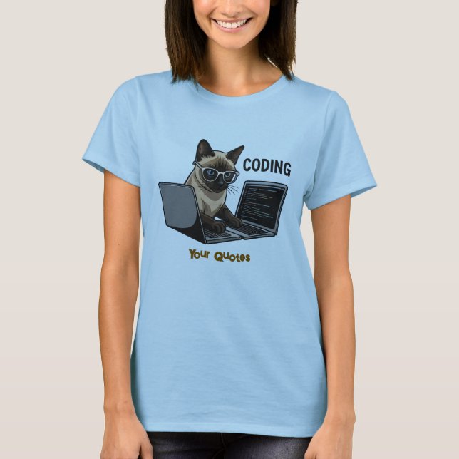 Coding Siamese-Katze Cartoon T-Shirt (Vorderseite)