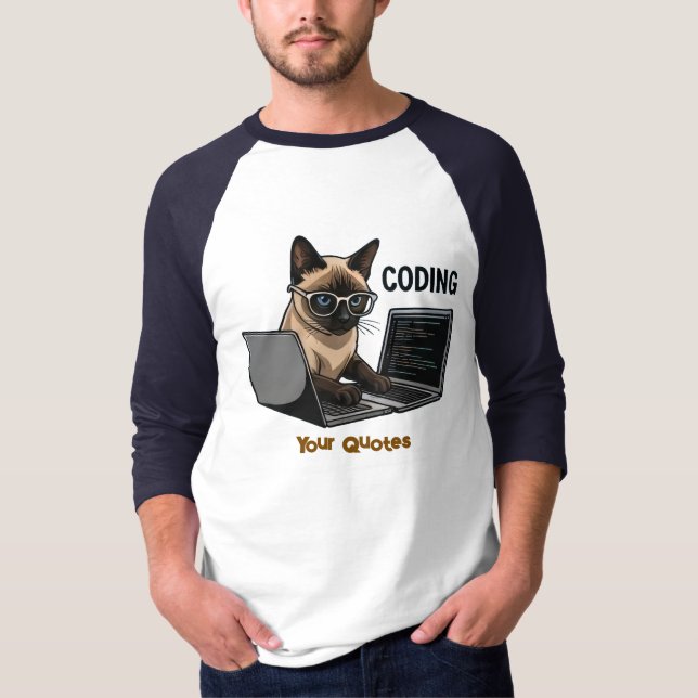 Coding Siamese-Katze Cartoon T-Shirt (Vorderseite)