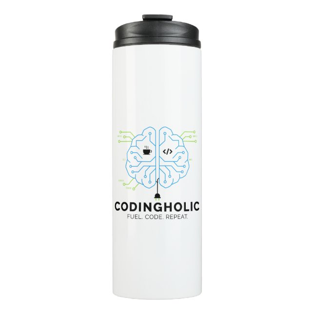 Codingholic Entwickler - Treibstoff für dein Gehir Thermosbecher (Vorderseite)
