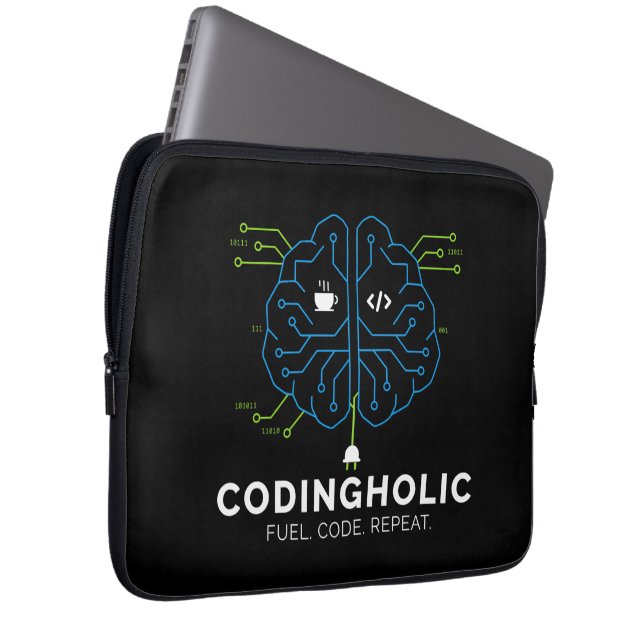 Codingholic Tech Brain Dark Programmer Laptopschutzhülle (Vorne Rechts)
