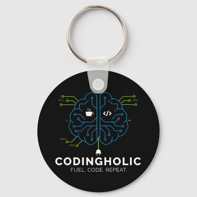 Codingholic Tech Brain Dark Programmer Schlüsselanhänger (Vorderseite)